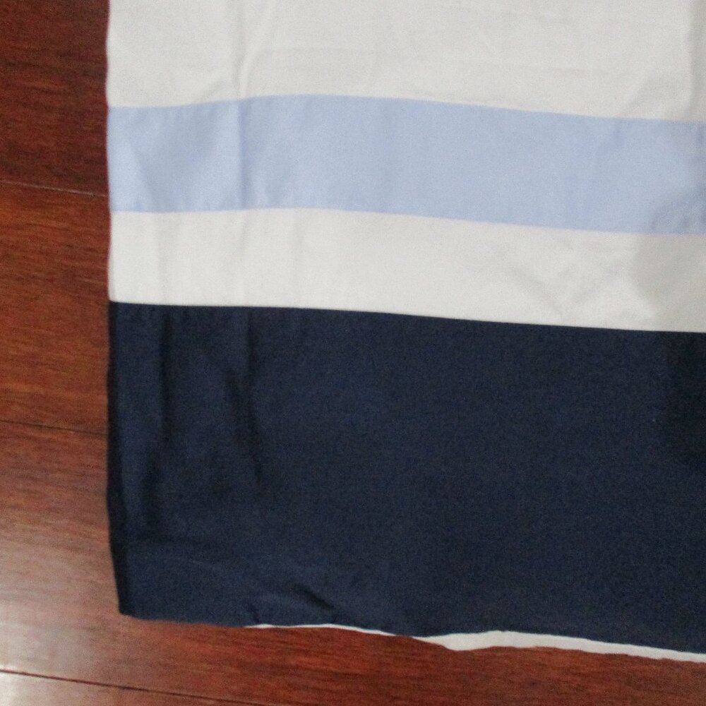 Williams Sonoma Home Navy / Pale Blue Border King Duvet Cover Button Close - Picture 2 of 4